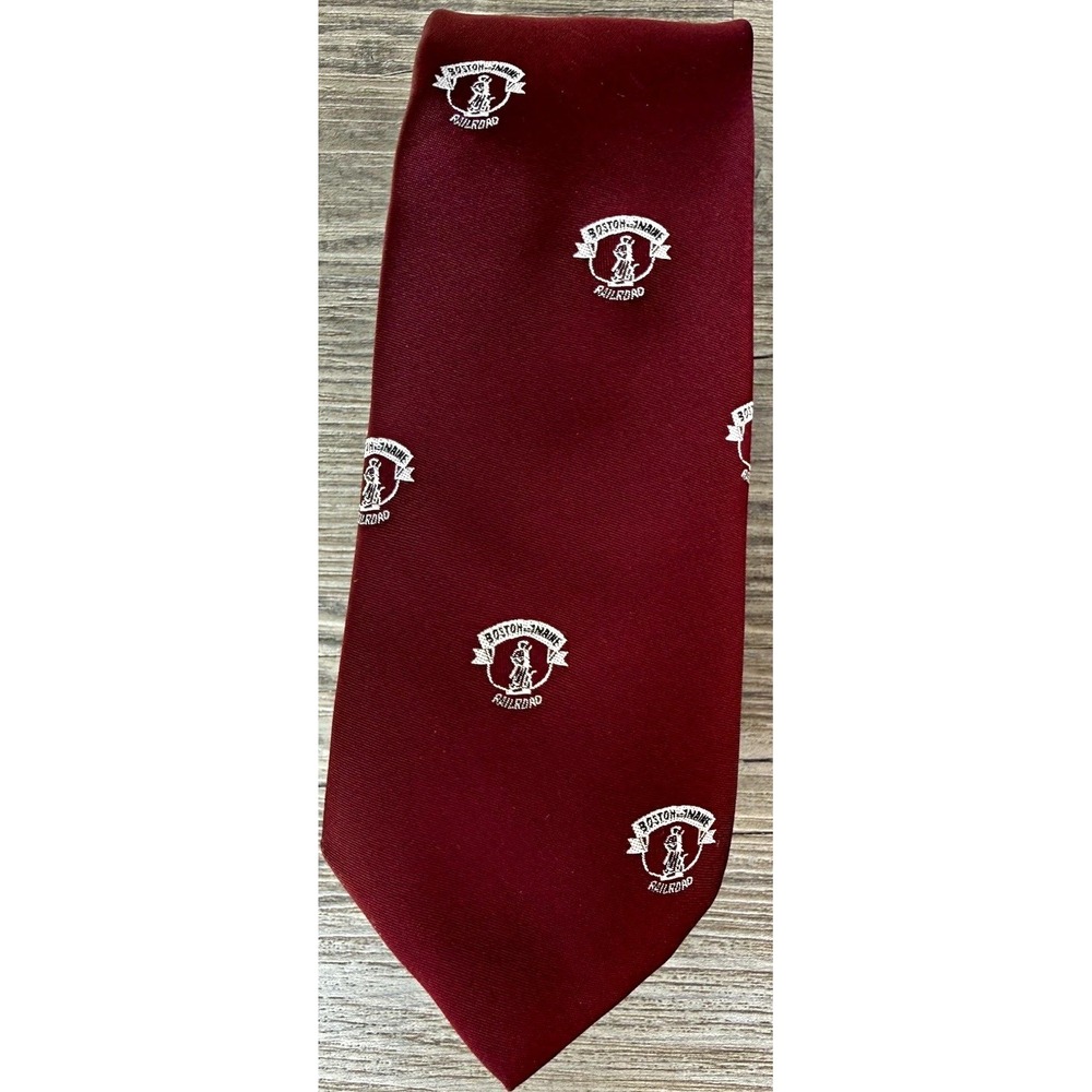 Vintage Boston - Maine Railroad Tie Burgundy Logo Train Tielines